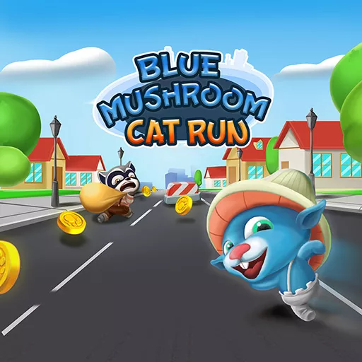 Blue Mushroom Cat Run - Free Unblocked Game